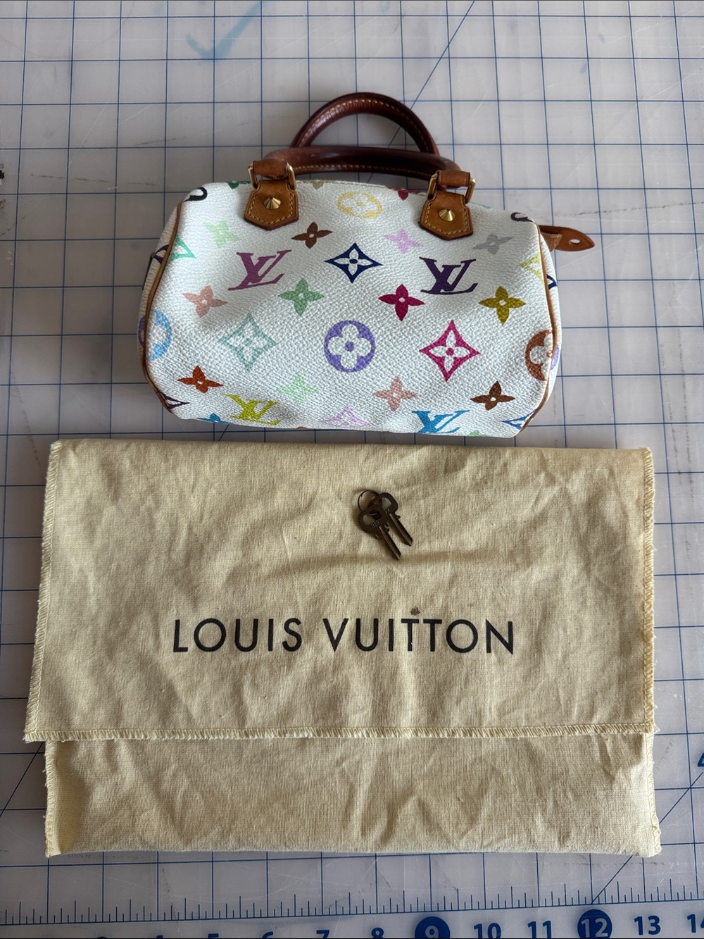 Louis Vuitton White Multicolor Monogram Mini Speedy Handbag